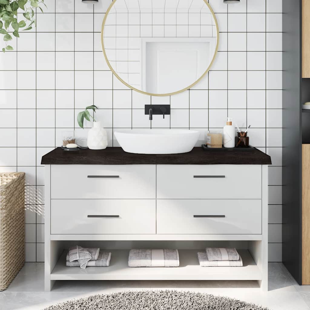 Kupaonska radna ploča tamnosmeđa 140x50x(2-6) cm tretirano drvo