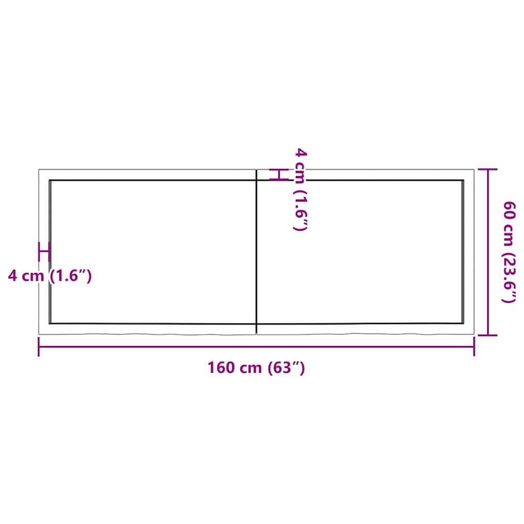 Kupaonska radna ploča tamnosmeđa 160x60x(2-4) cm tretirano drvo