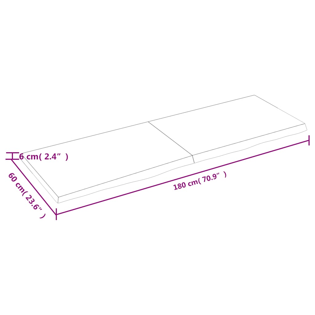Kupaonska radna ploča tamnosmeđa 180x60x(2-6) cm tretirano drvo