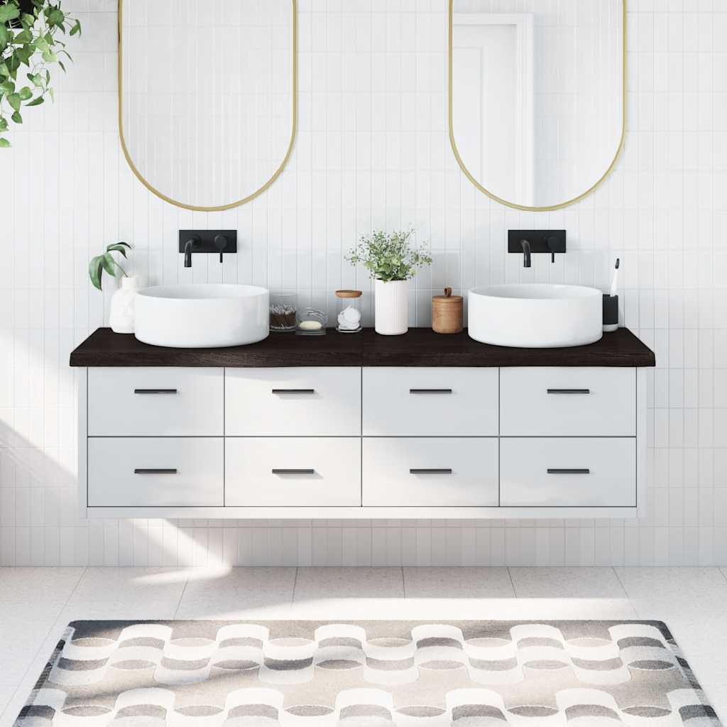 Kupaonska radna ploča tamnosmeđa 180x60x(2-6) cm tretirano drvo