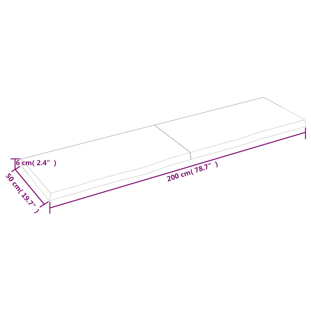 Kupaonska radna ploča tamnosmeđa 200x50x(2-6) cm tretirano drvo