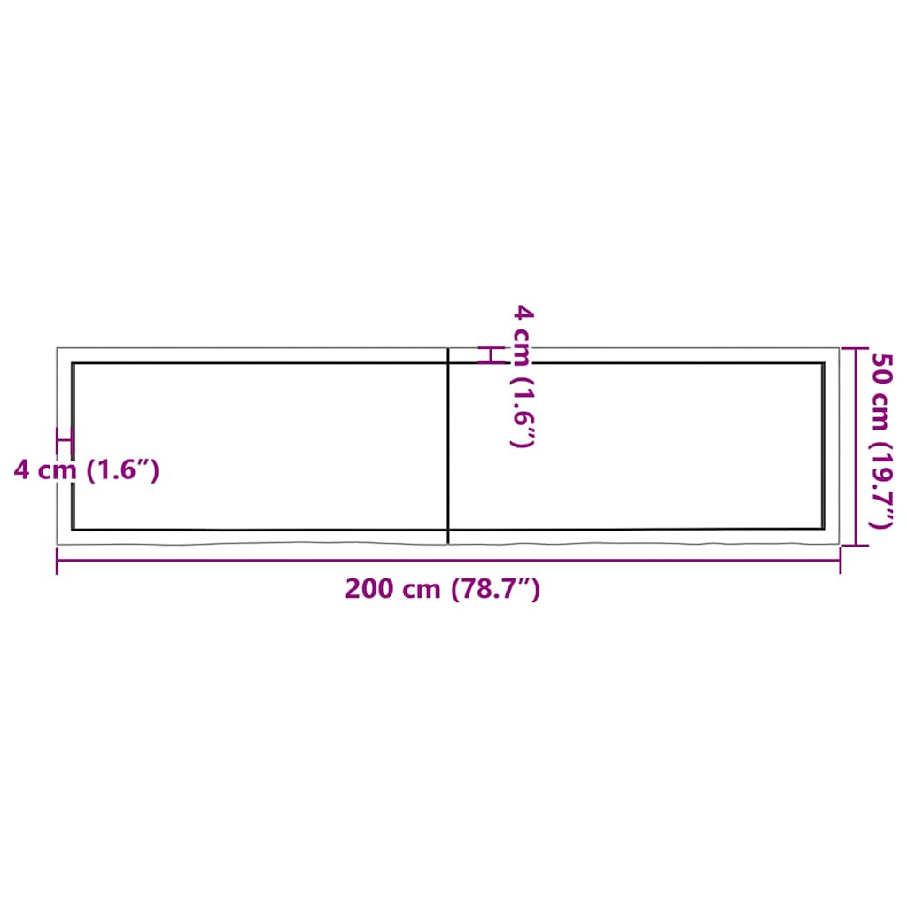 Kupaonska radna ploča tamnosmeđa 200x50x(2-6) cm tretirano drvo