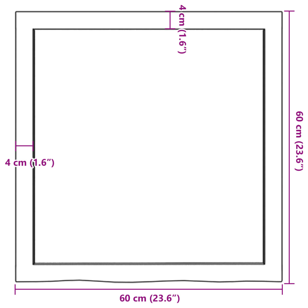 Stolna ploča 60x60x(2 - 4) cm od netretirane masivne hrastovine