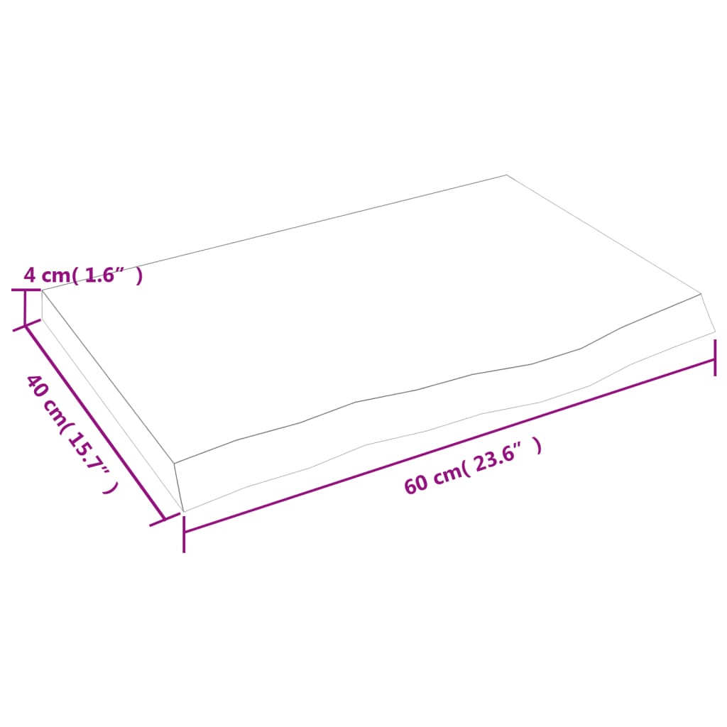 Stolna ploča svjetlosmeđa 60x40x(2-4) cm tretirana hrastovina