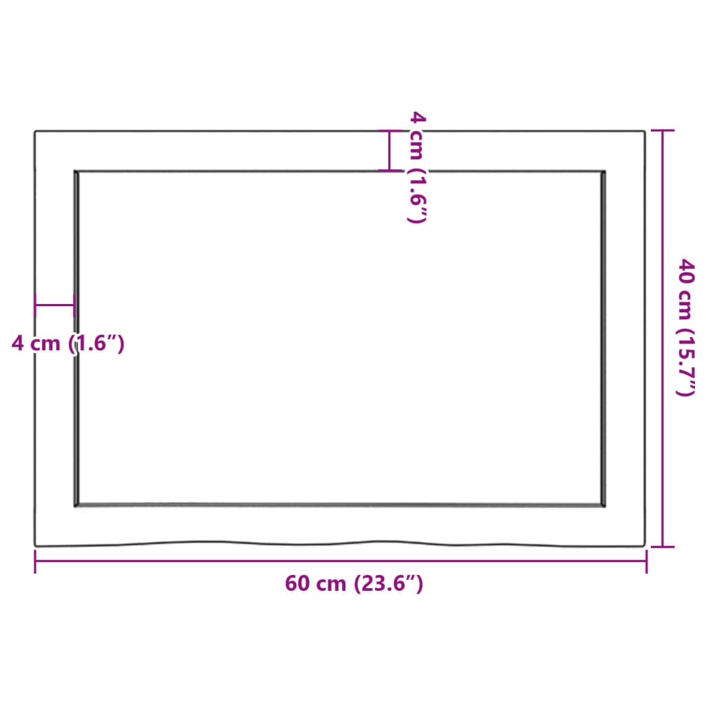 Stolna ploča svjetlosmeđa 60x40x(2-4) cm tretirana hrastovina