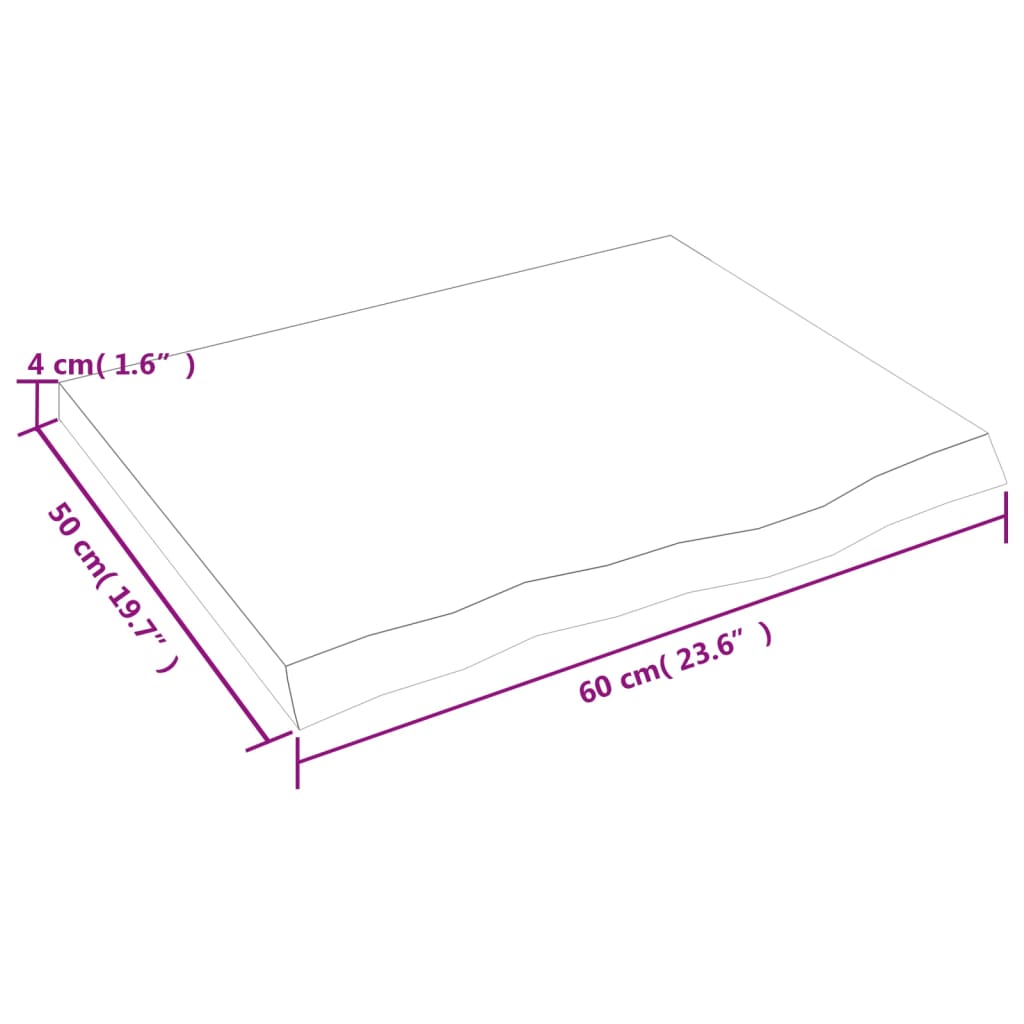 Stolna ploča svjetlosmeđa 60x50x(2-4) cm tretirana hrastovina