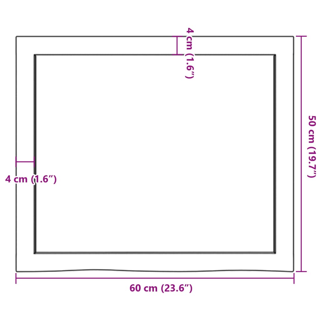 Stolna ploča svjetlosmeđa 60x50x(2-4) cm tretirana hrastovina