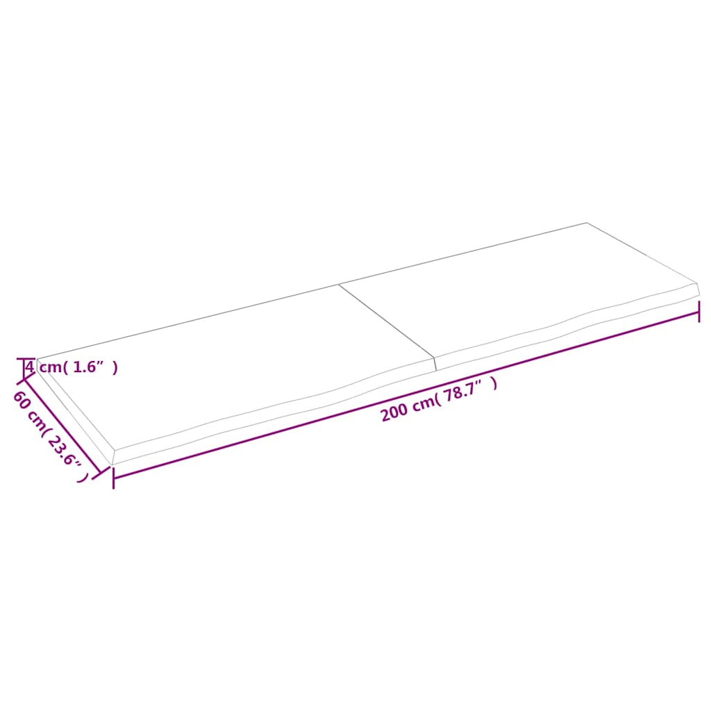 Stolna ploča svjetlosmeđa 200x60x(2-4) cm tretirana hrastovina