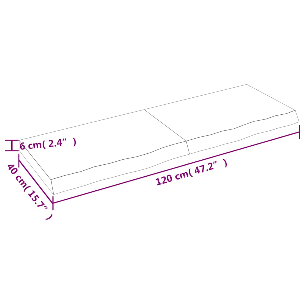 Stolna ploča tamnosmeđa 120x40x(2-6) cm tretirana hrastovina