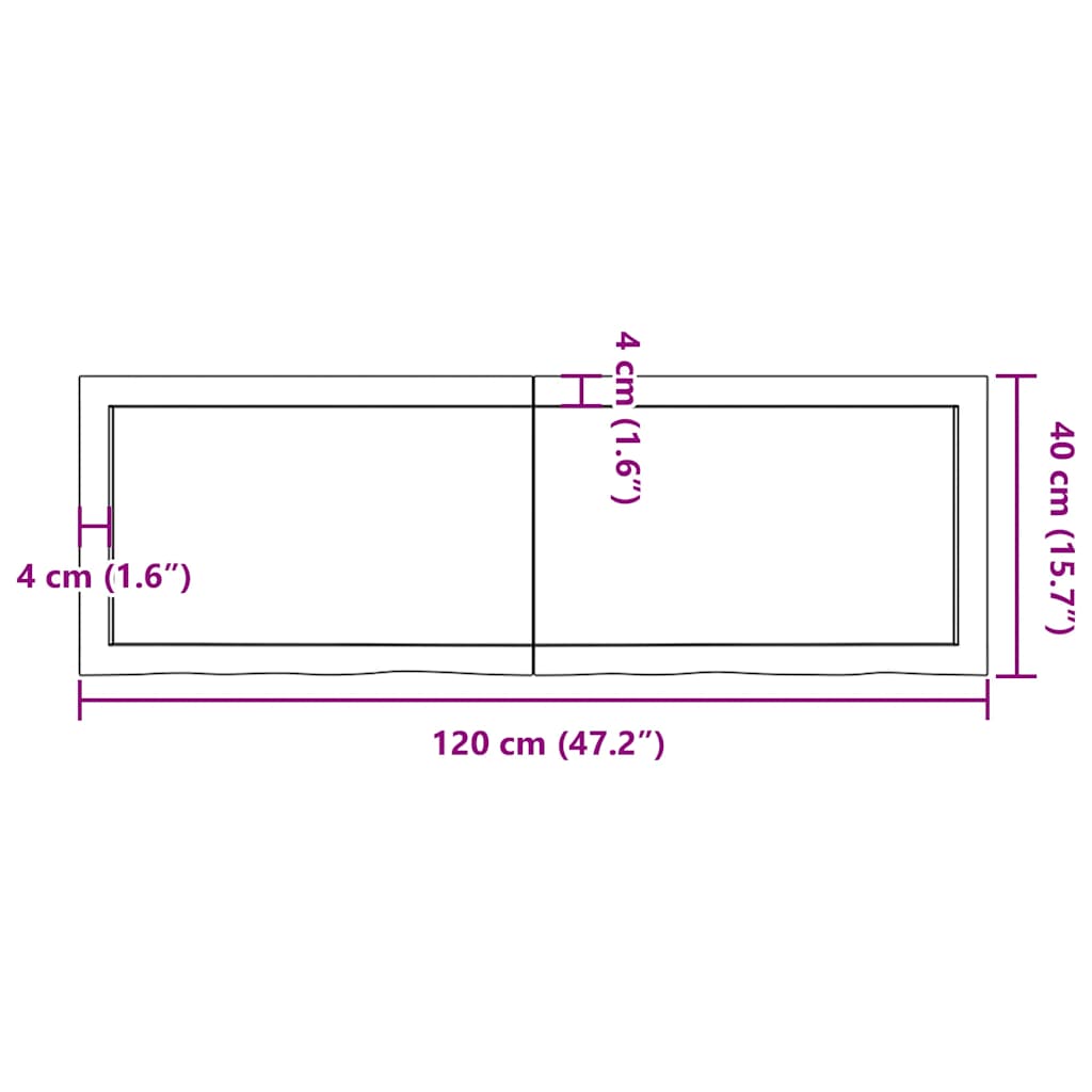 Stolna ploča tamnosmeđa 120x40x(2-6) cm tretirana hrastovina