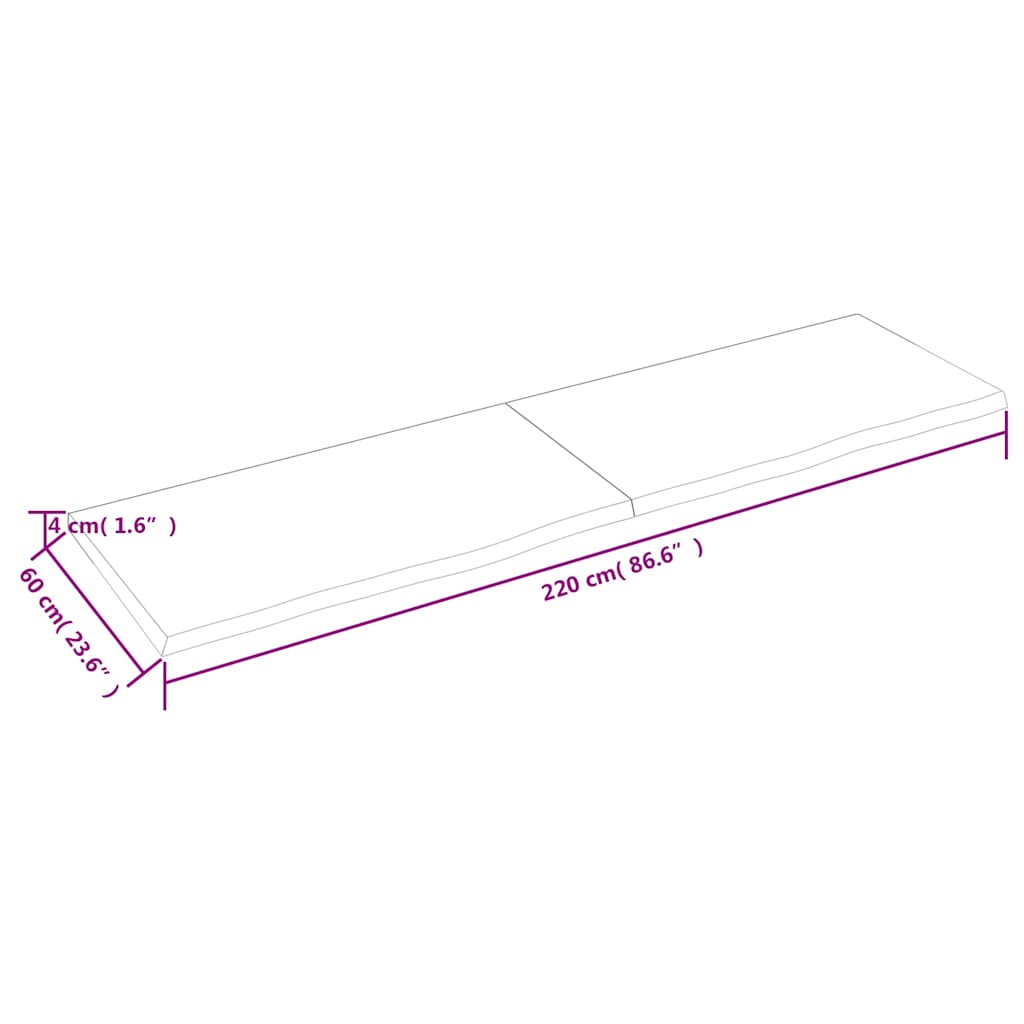 Stolna ploča tamnosmeđa 220x60x(2-4) cm tretirana hrastovina