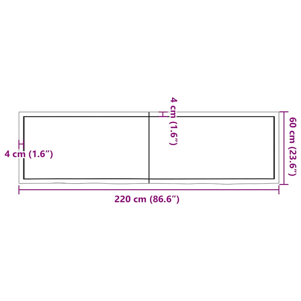 Stolna ploča tamnosmeđa 220x60x(2-4) cm tretirana hrastovina