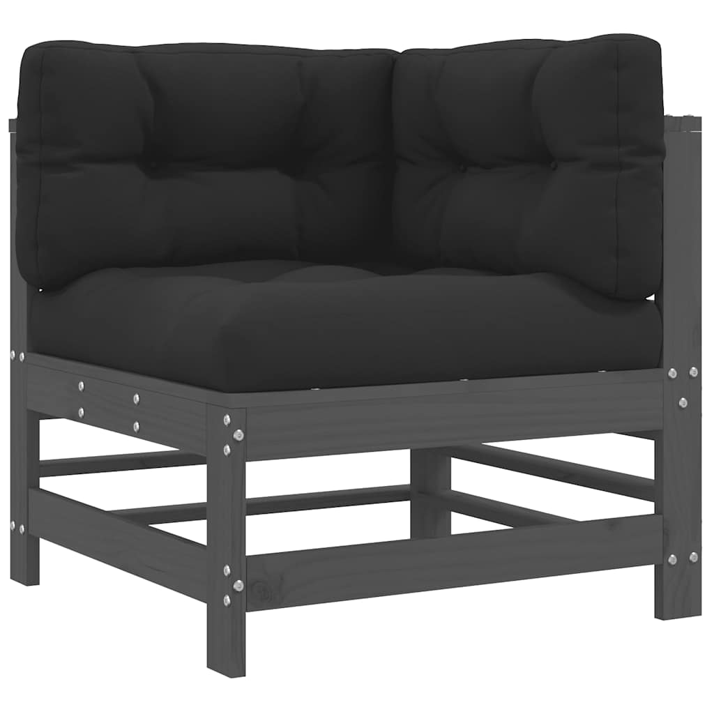 8-dijelna vrtna garnitura s jastucima siva od masivnog drva