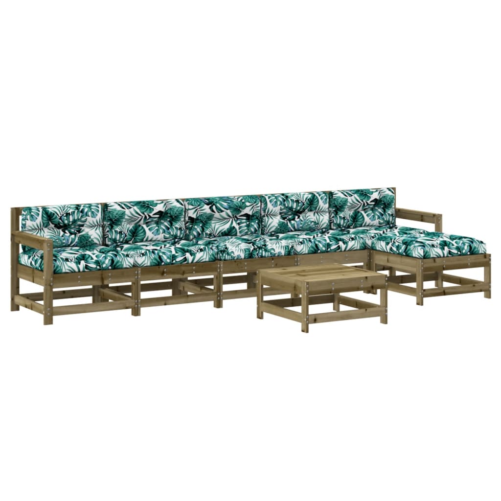 7-dijelna vrtna garnitura od impregnirane borovine s jastucima
