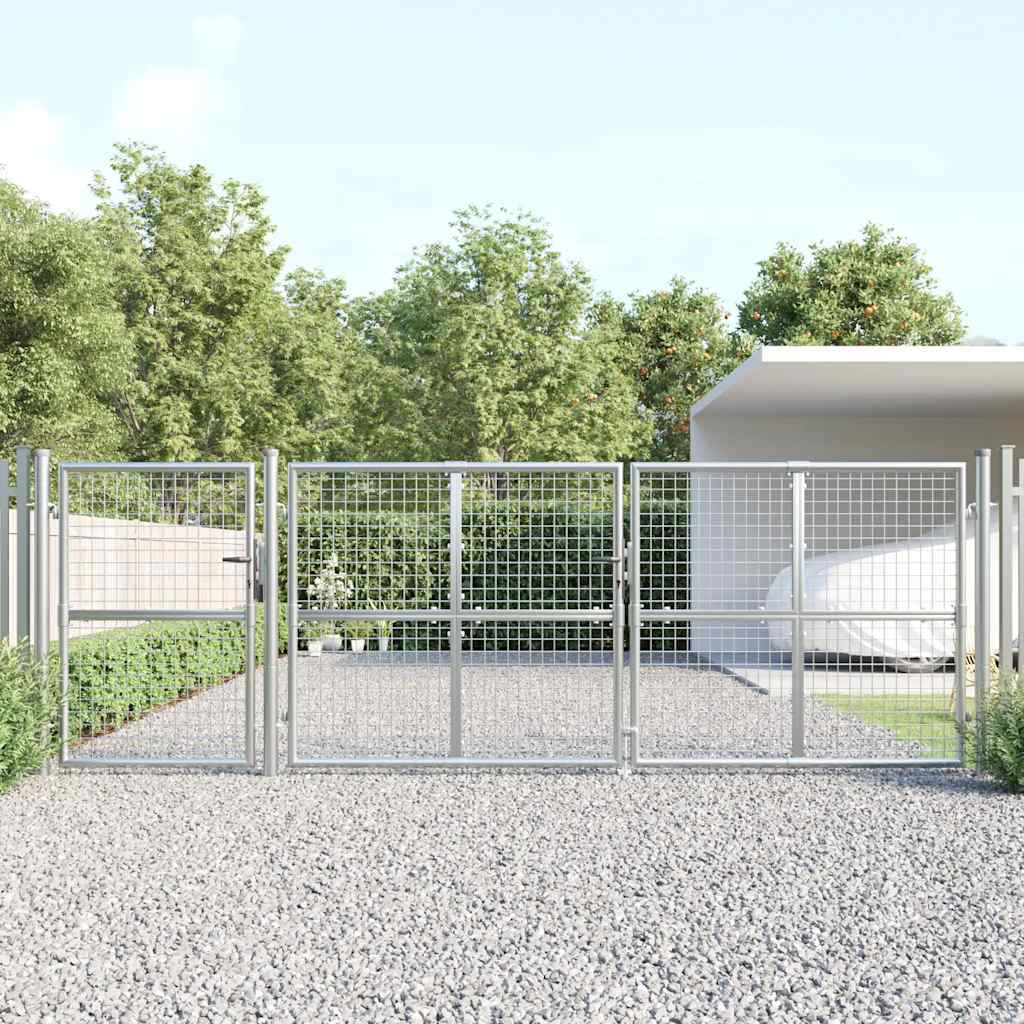 Vrtna vrata od mreže srebrne boje 400 x 125 cm pocinčani čelik