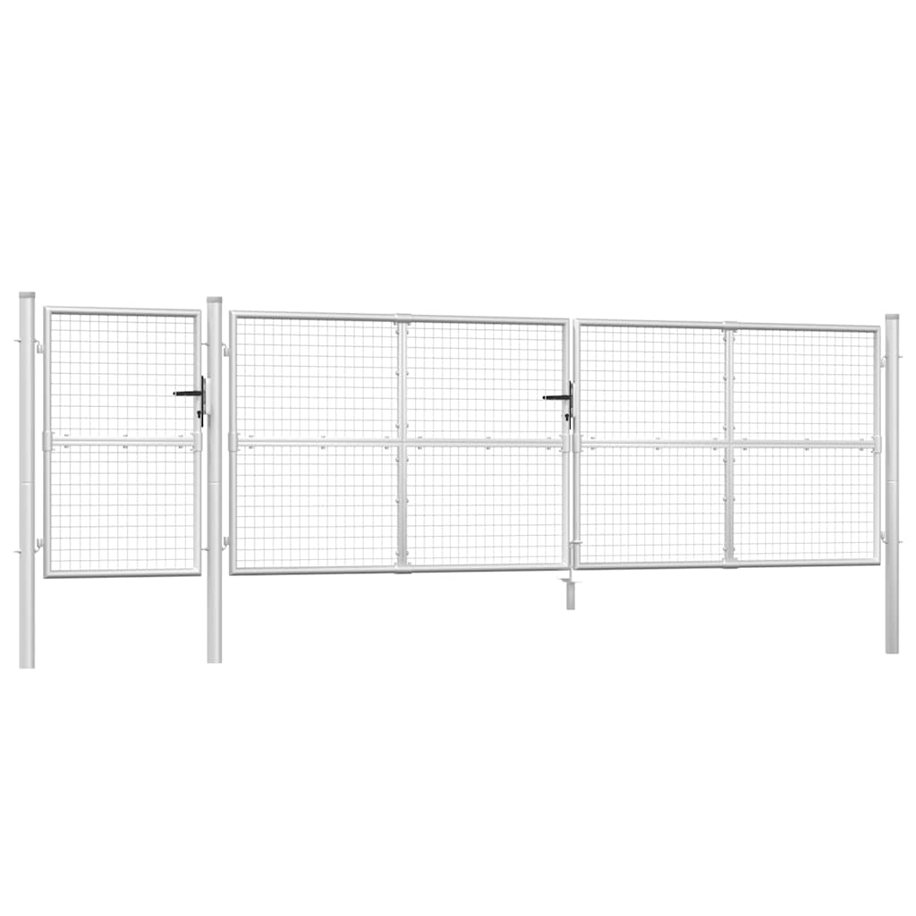 Vrtna vrata od mreže srebrne boje 500 x 125 cm, pocinčani čelik