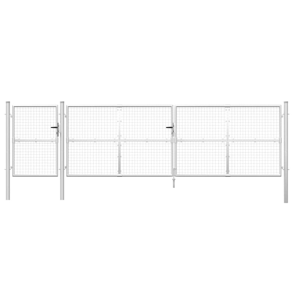 Vrtna vrata od mreže srebrne boje 500 x 125 cm, pocinčani čelik