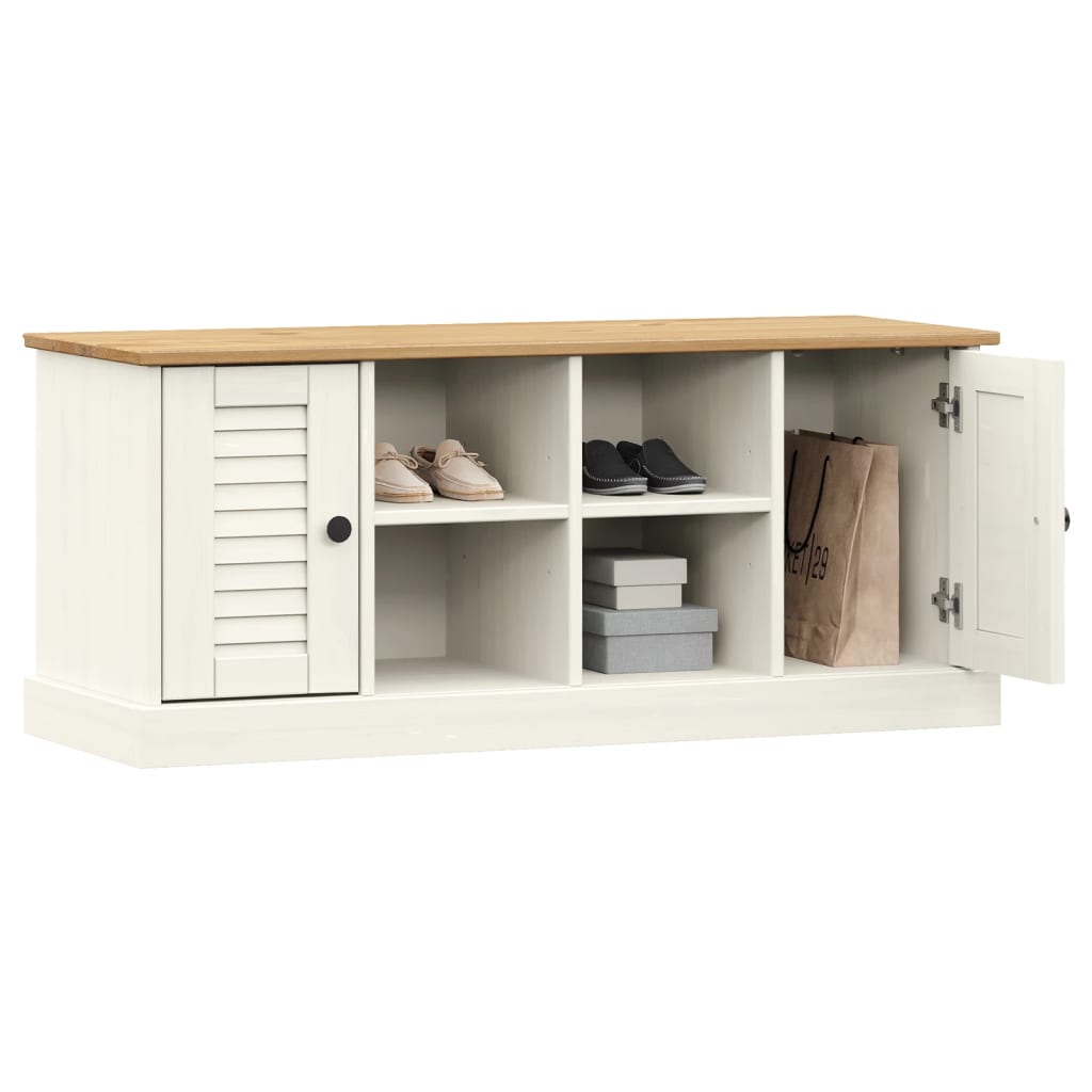 Klupa za cipele VIGO bijela 106 x 35 x 45 cm masivna borovina