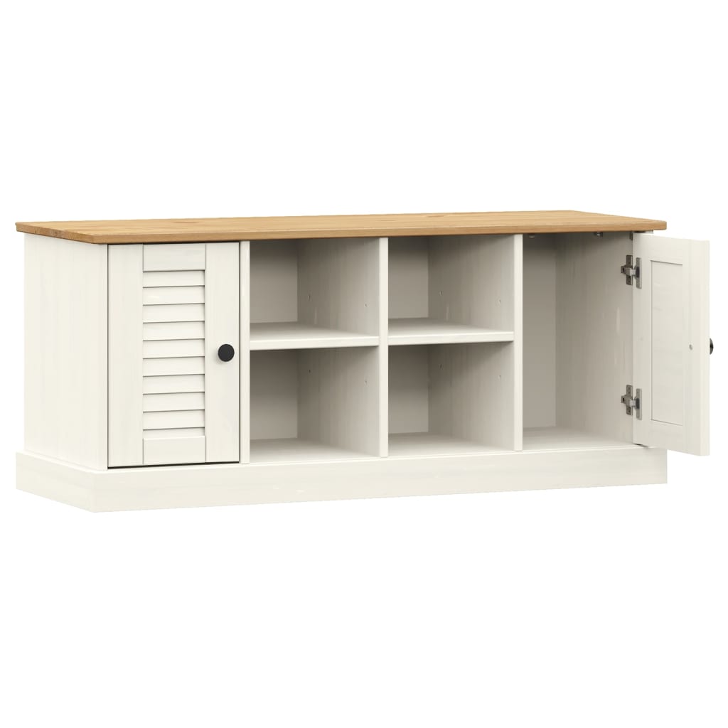 Klupa za cipele VIGO bijela 106 x 35 x 45 cm masivna borovina