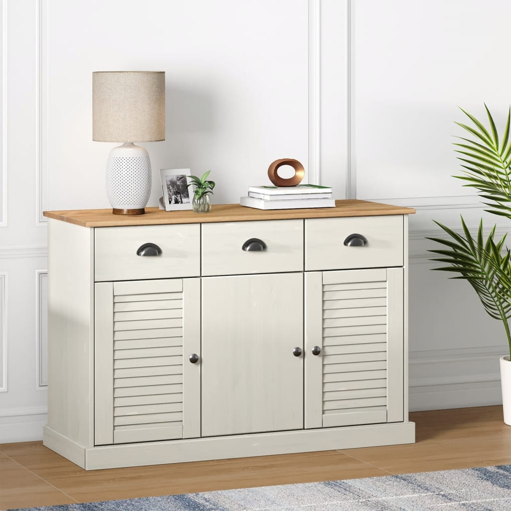 Komoda s ladicama VIGO 113x40x75 cm bijela od masivne borovine
