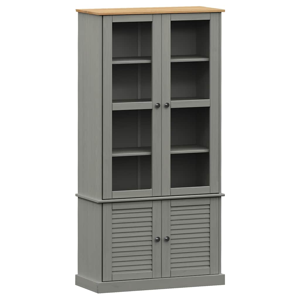 Vitrina sa staklom VIGO siva 85x35x170 cm od masivne borovine