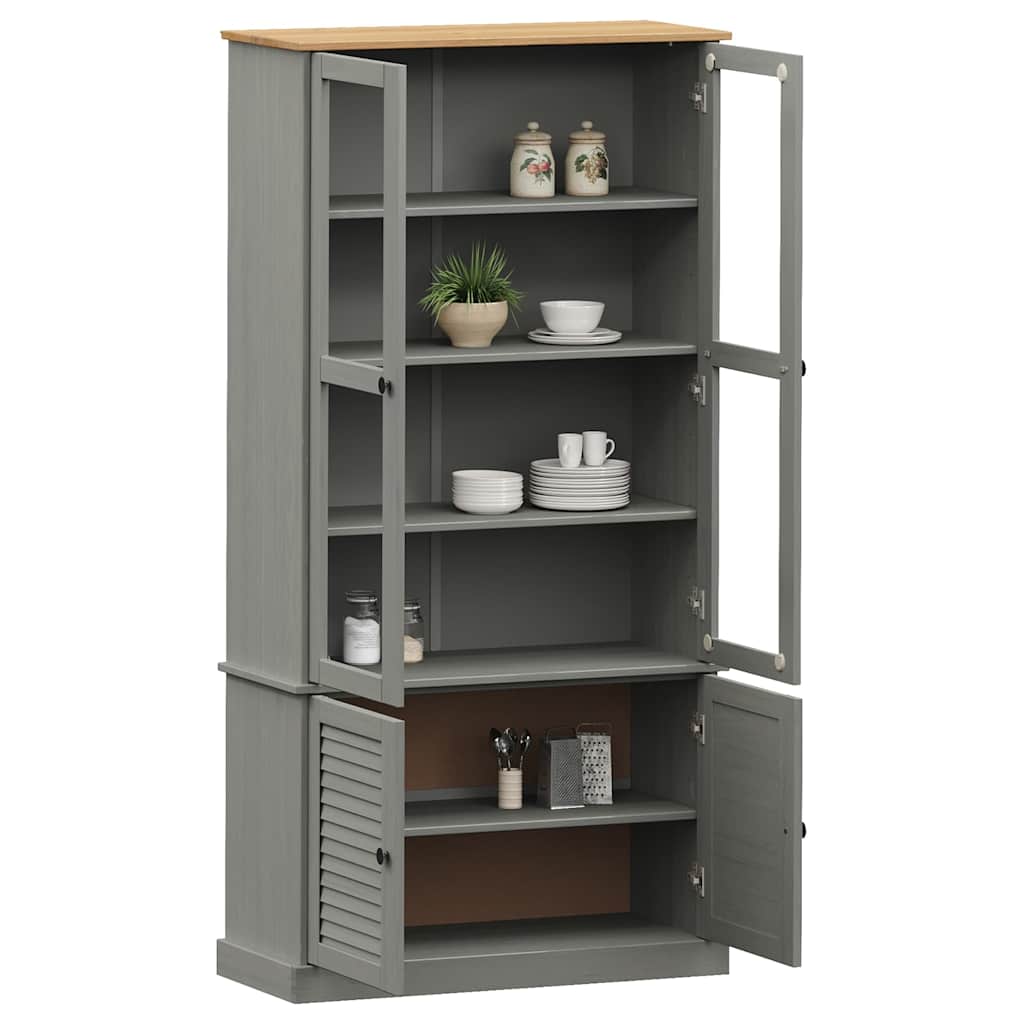 Vitrina sa staklom VIGO siva 85x35x170 cm od masivne borovine