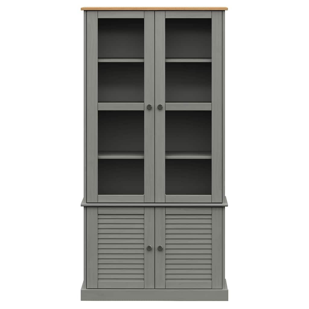 Vitrina sa staklom VIGO siva 85x35x170 cm od masivne borovine