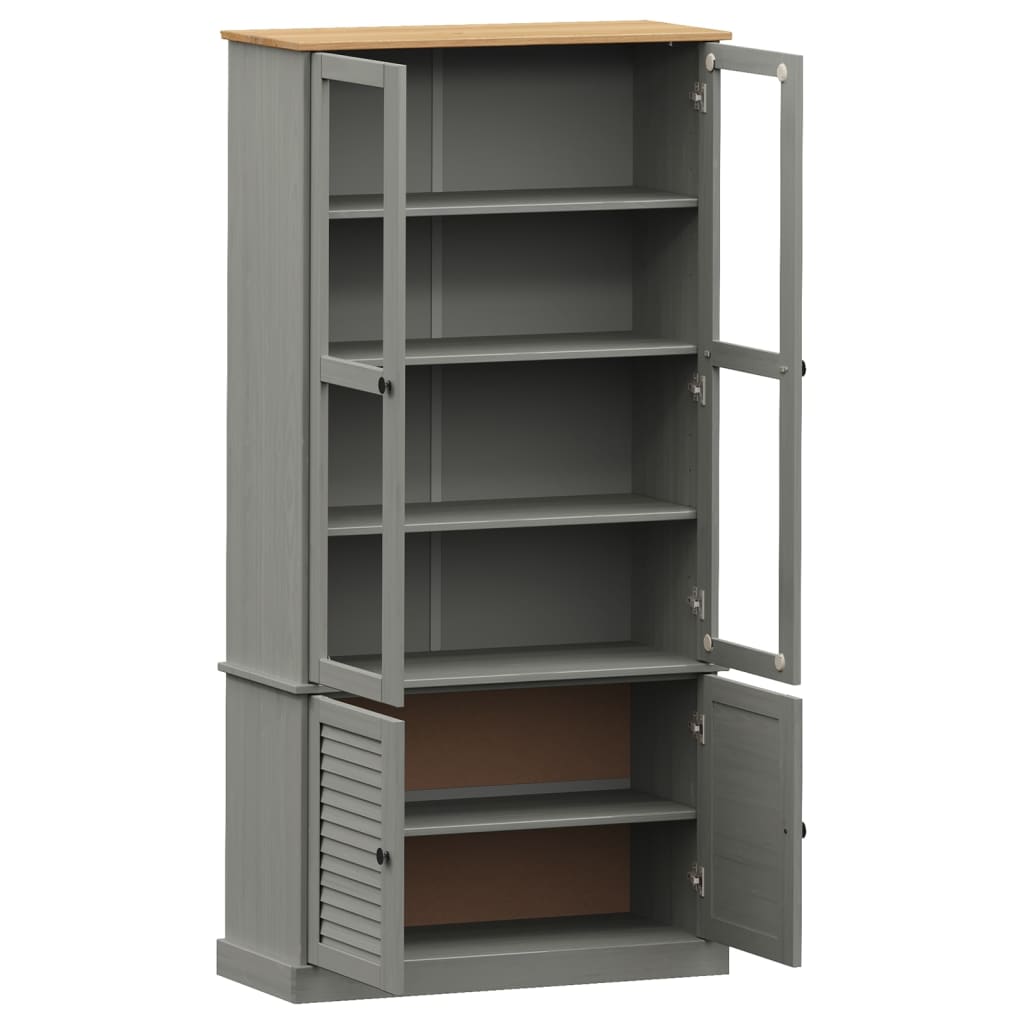 Vitrina sa staklom VIGO siva 85x35x170 cm od masivne borovine
