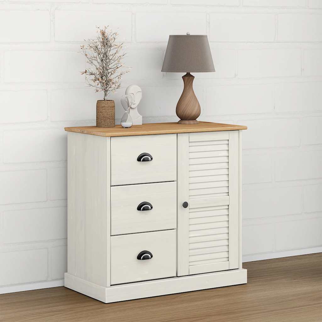 Komoda s ladicama VIGO 78x40x75 cm bijela od masivne borovine