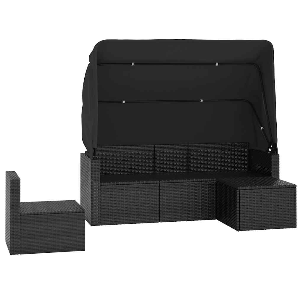 4-dijelni set vrtnih sofa od poliratana s jastucima crni