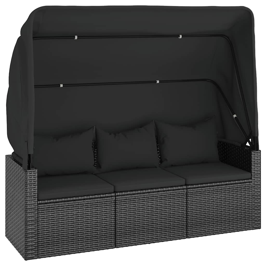 4-dijelni set vrtnih sofa od poliratana s jastucima crni