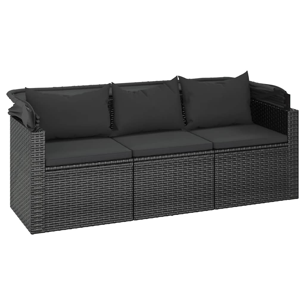 4-dijelni set vrtnih sofa od poliratana s jastucima crni