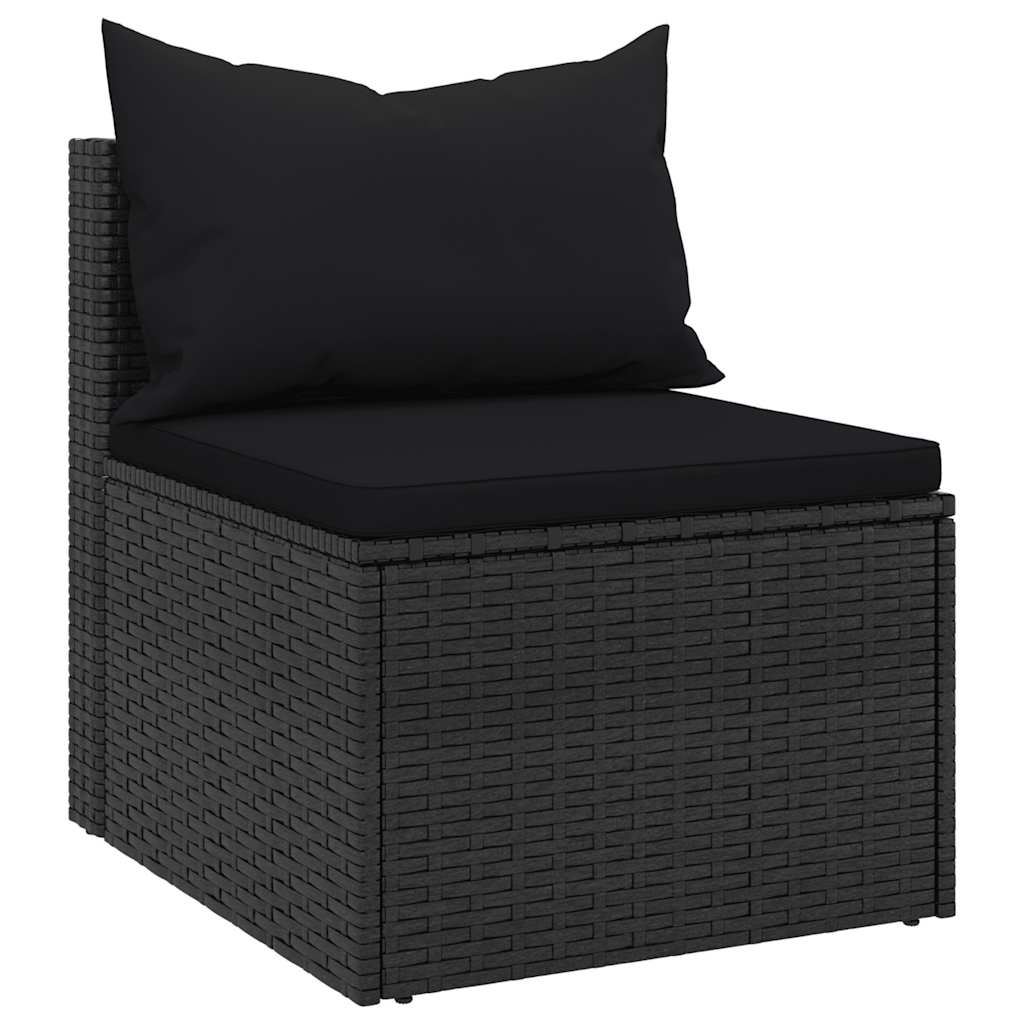 4-dijelni set vrtnih sofa od poliratana s jastucima crni