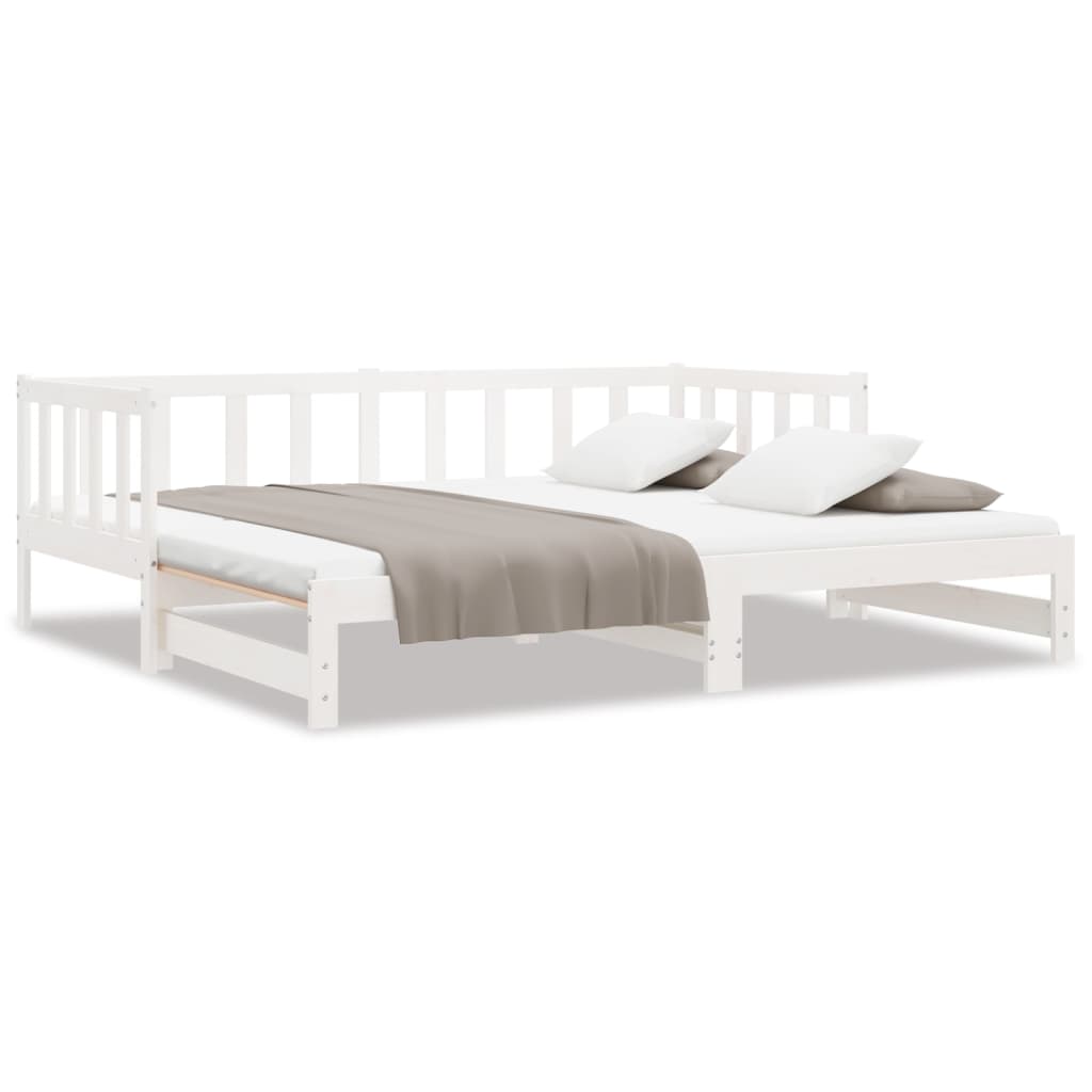 Dnevni ležaj na izvlačenje bijeli 2x(90x200)cm masivna borovina