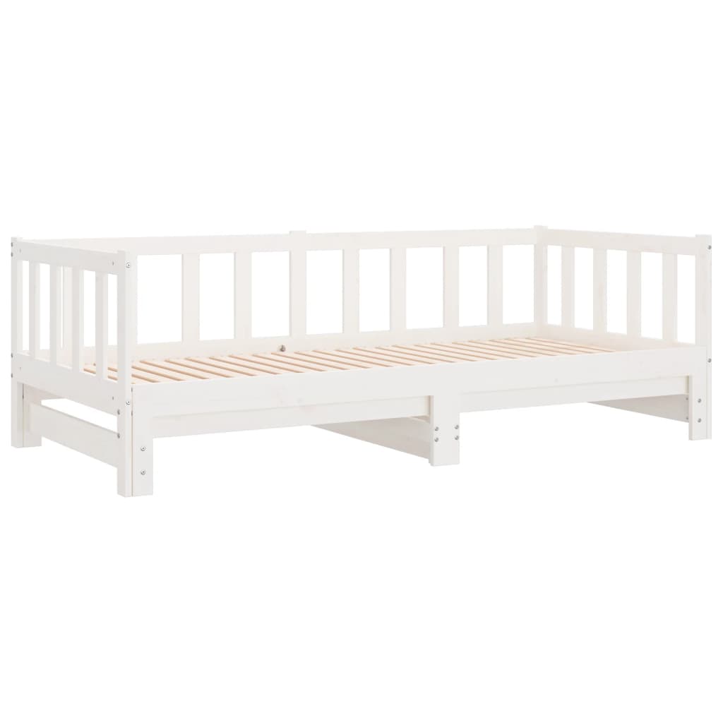 Dnevni ležaj na izvlačenje bijeli 2x(90x200)cm masivna borovina