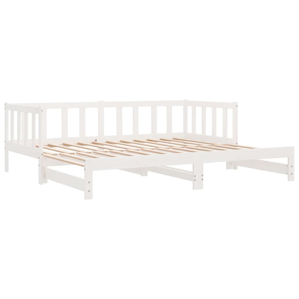 Dnevni ležaj na izvlačenje bijeli 2x(90x200)cm masivna borovina