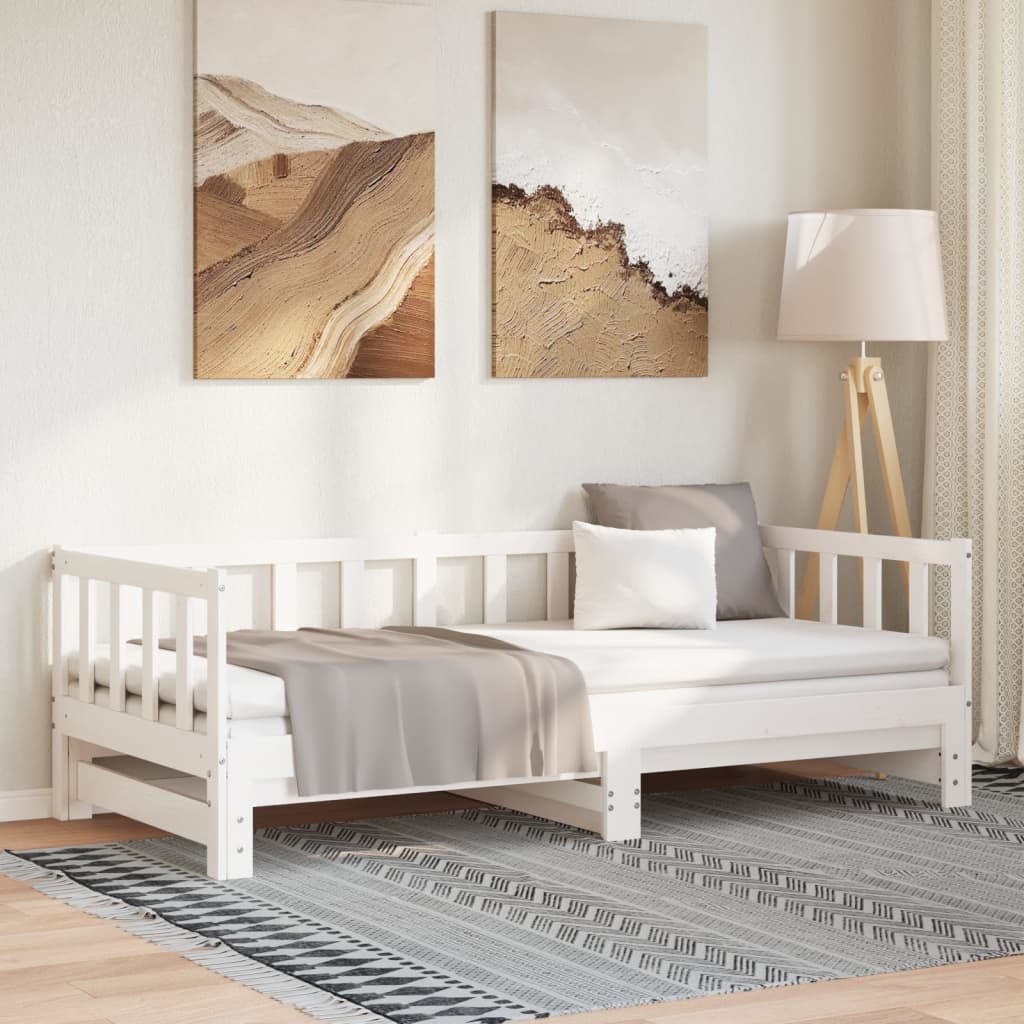 Dnevni ležaj na izvlačenje bijeli 2x(90x200)cm masivna borovina