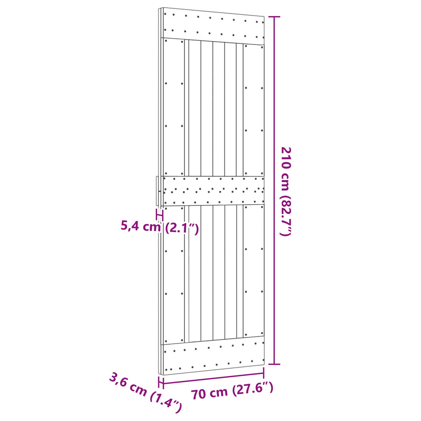 Vrata NARVIK Prirodna 70 x 210 cm Čvrsta borovina