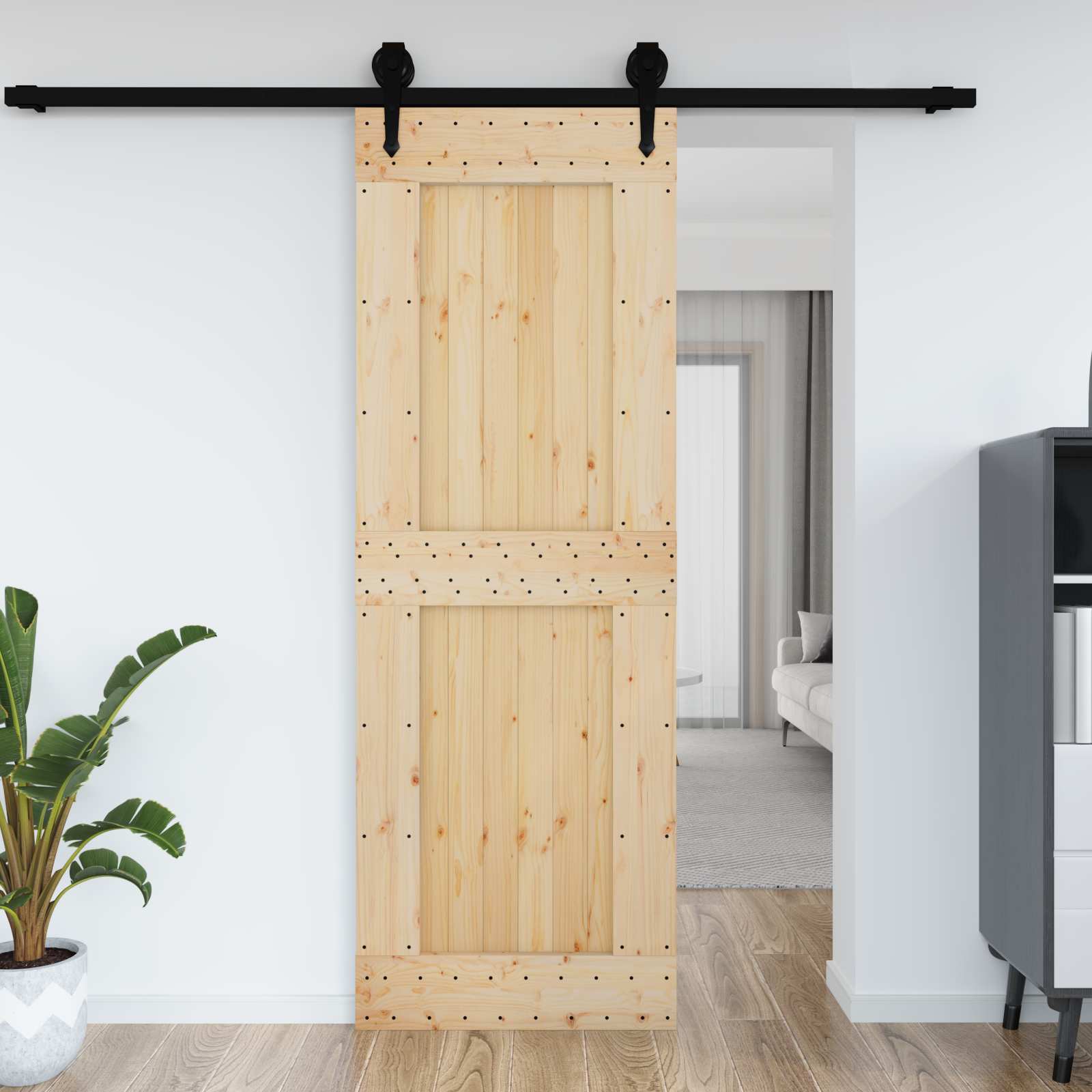 Vrata NARVIK Prirodna 80 x 210 cm Čvrsta borovina