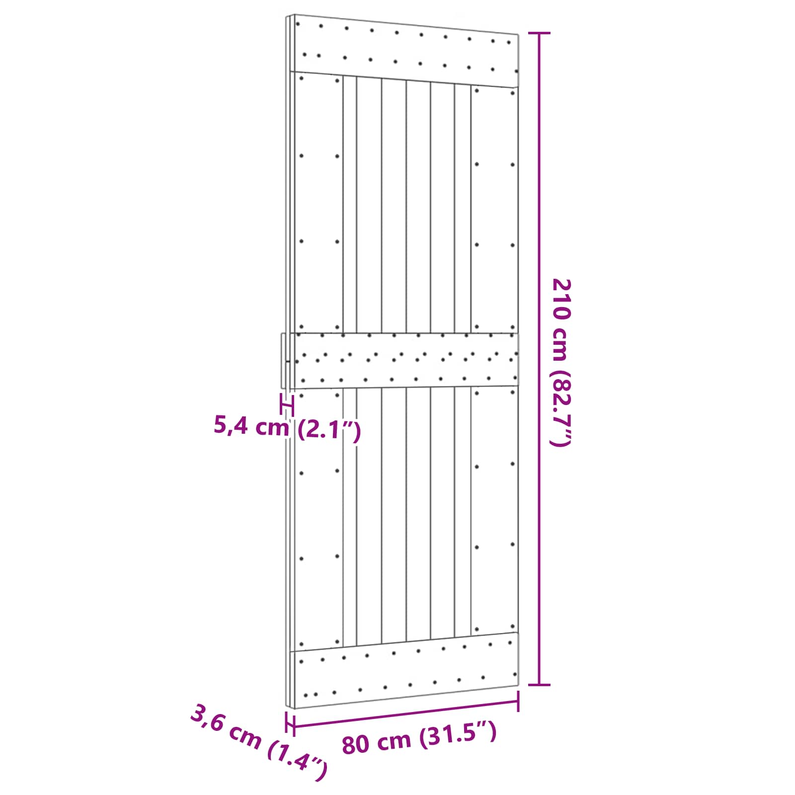 Vrata NARVIK Prirodna 80 x 210 cm Čvrsta borovina