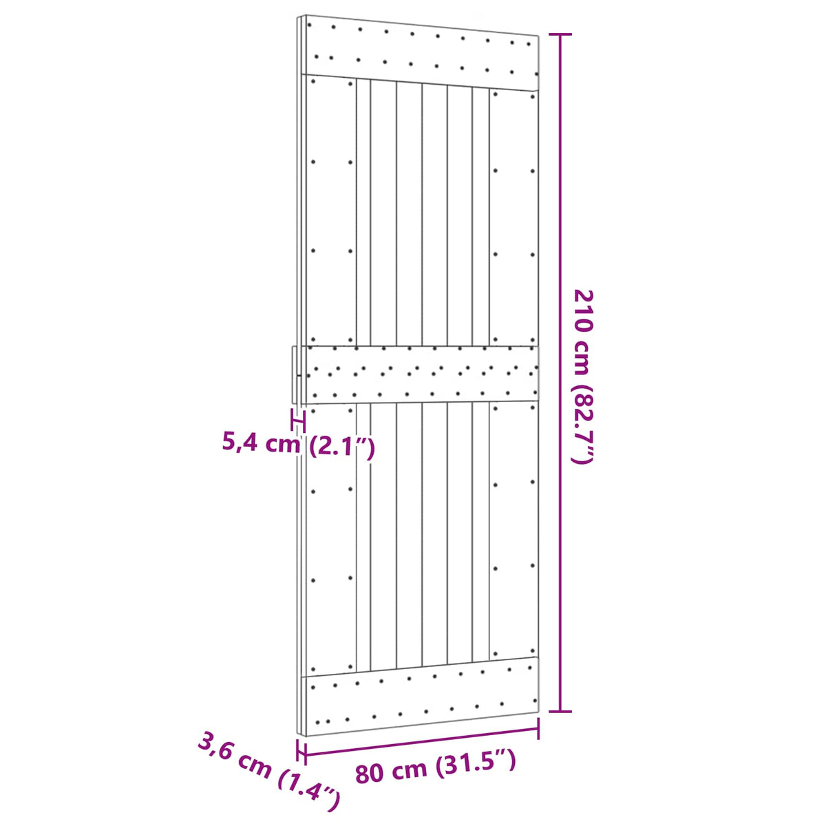 Vrata NARVIK Prirodna 80 x 210 cm Čvrsta borovina