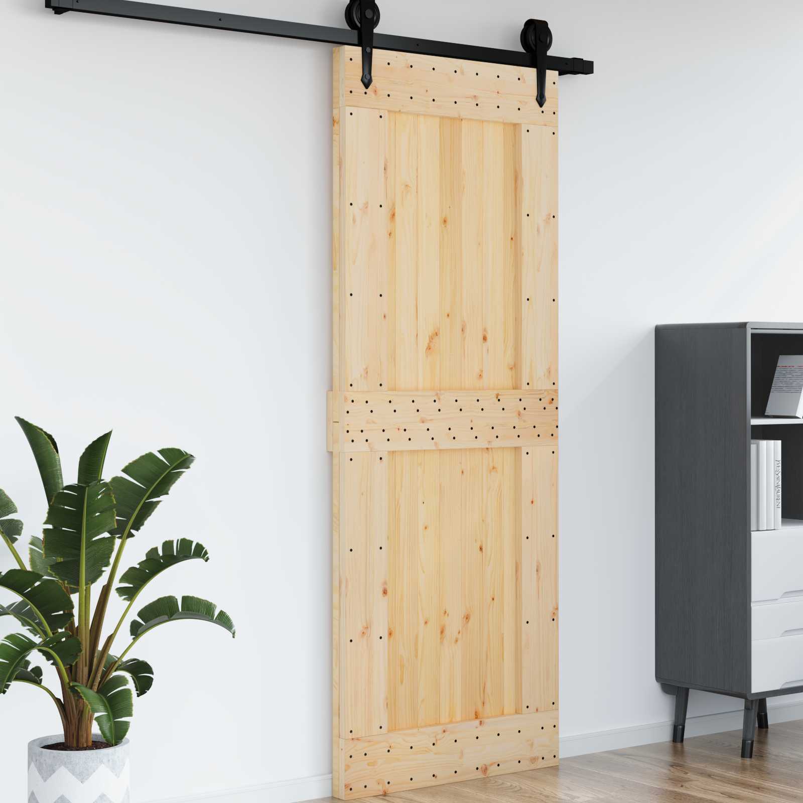 Vrata NARVIK 85 x 210 cm Čvrsta borovina (neobrađena) Prirodna