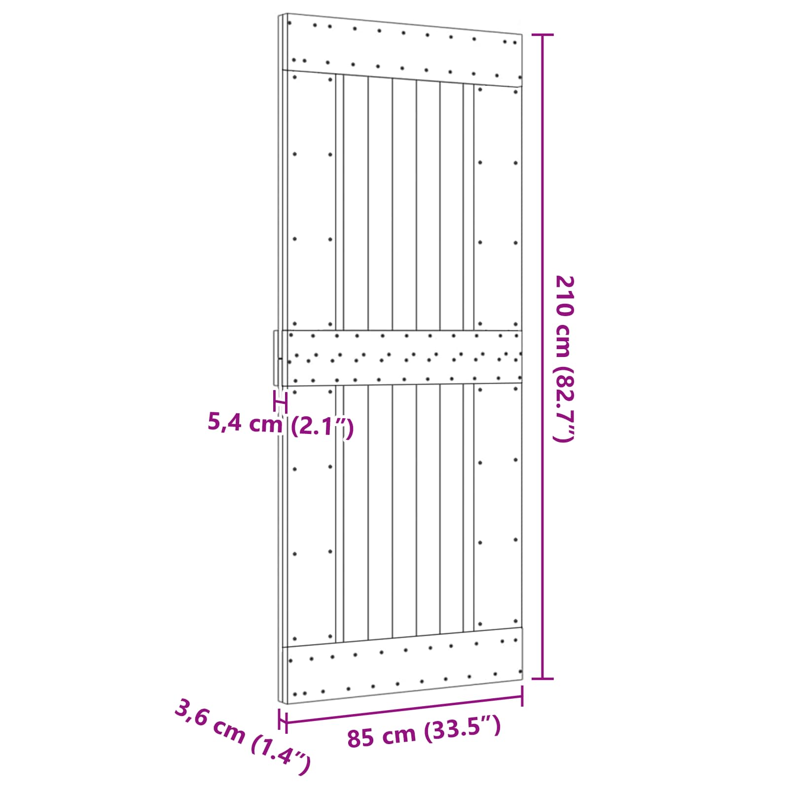 Vrata NARVIK Prirodna 85 x 210 cm Čvrsta borovina