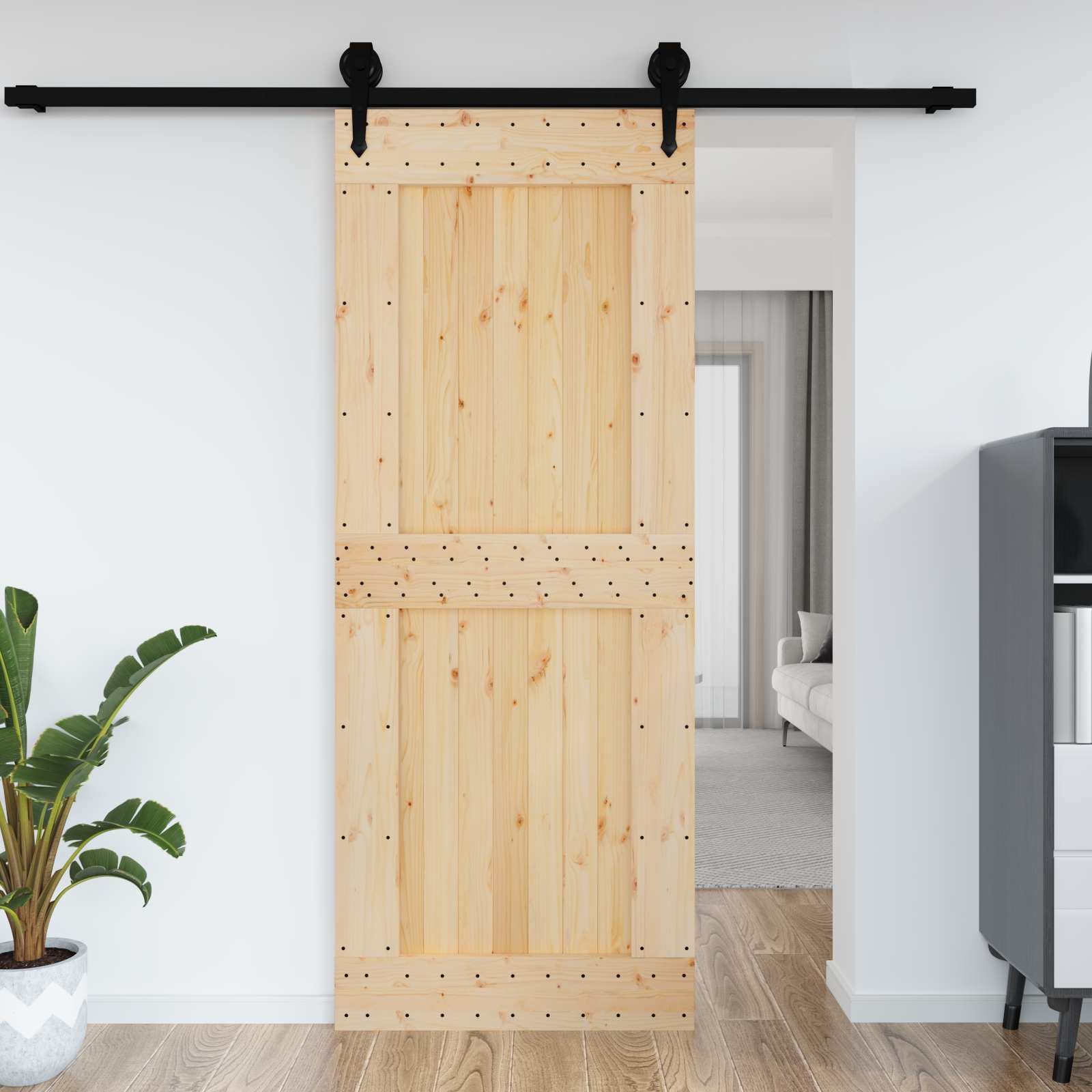 Vrata NARVIK Prirodna 90 x 210 cm Čvrsta borovina