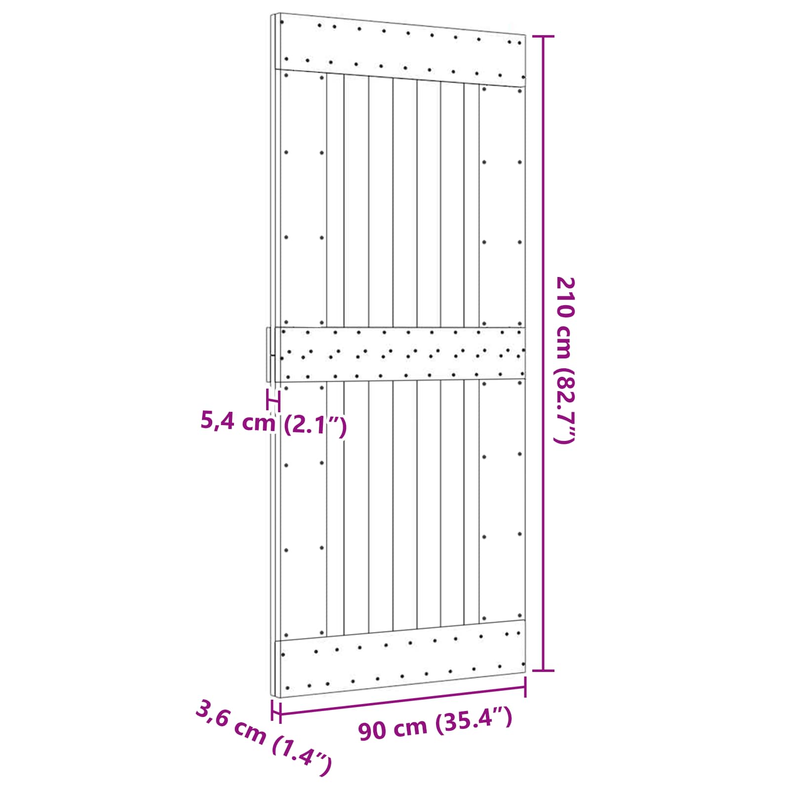 Vrata NARVIK Prirodna 90 x 210 cm Čvrsta borovina