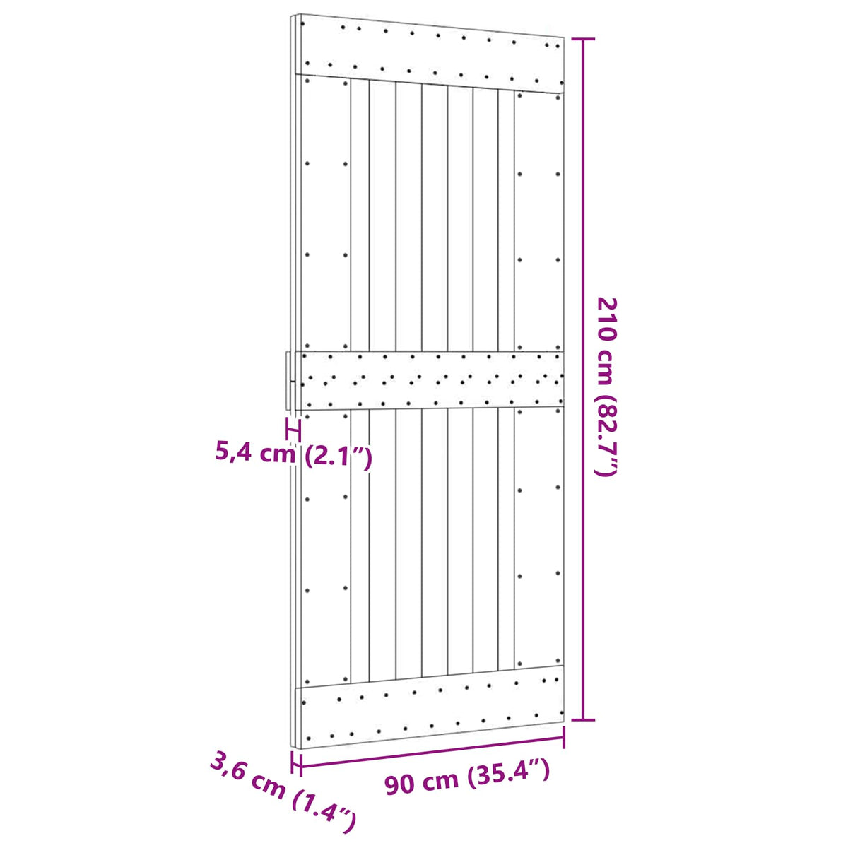Vrata NARVIK Prirodna 90 x 210 cm Čvrsta borovina