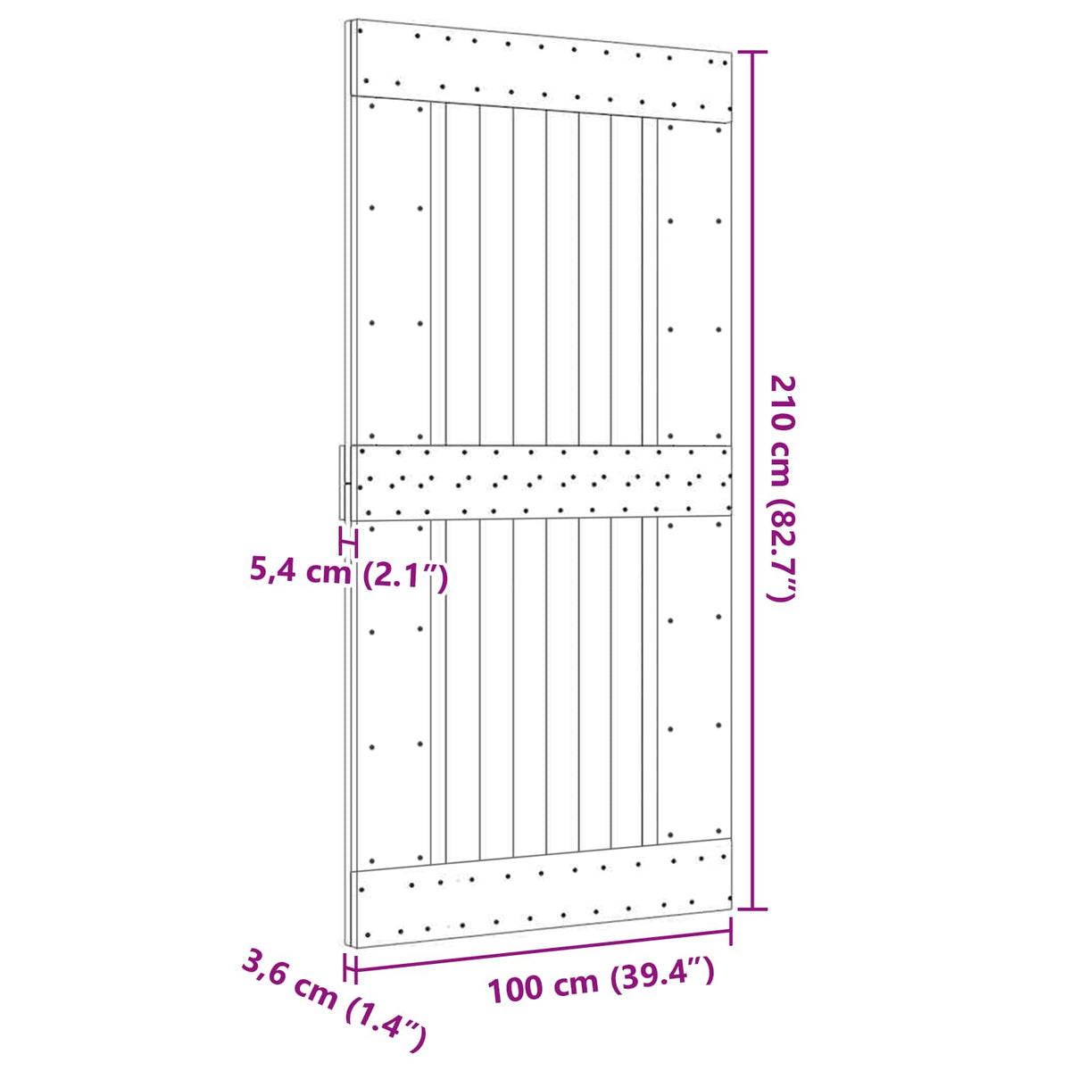 Vrata NARVIK Prirodna 100 x 210 cm Čvrsta borovina