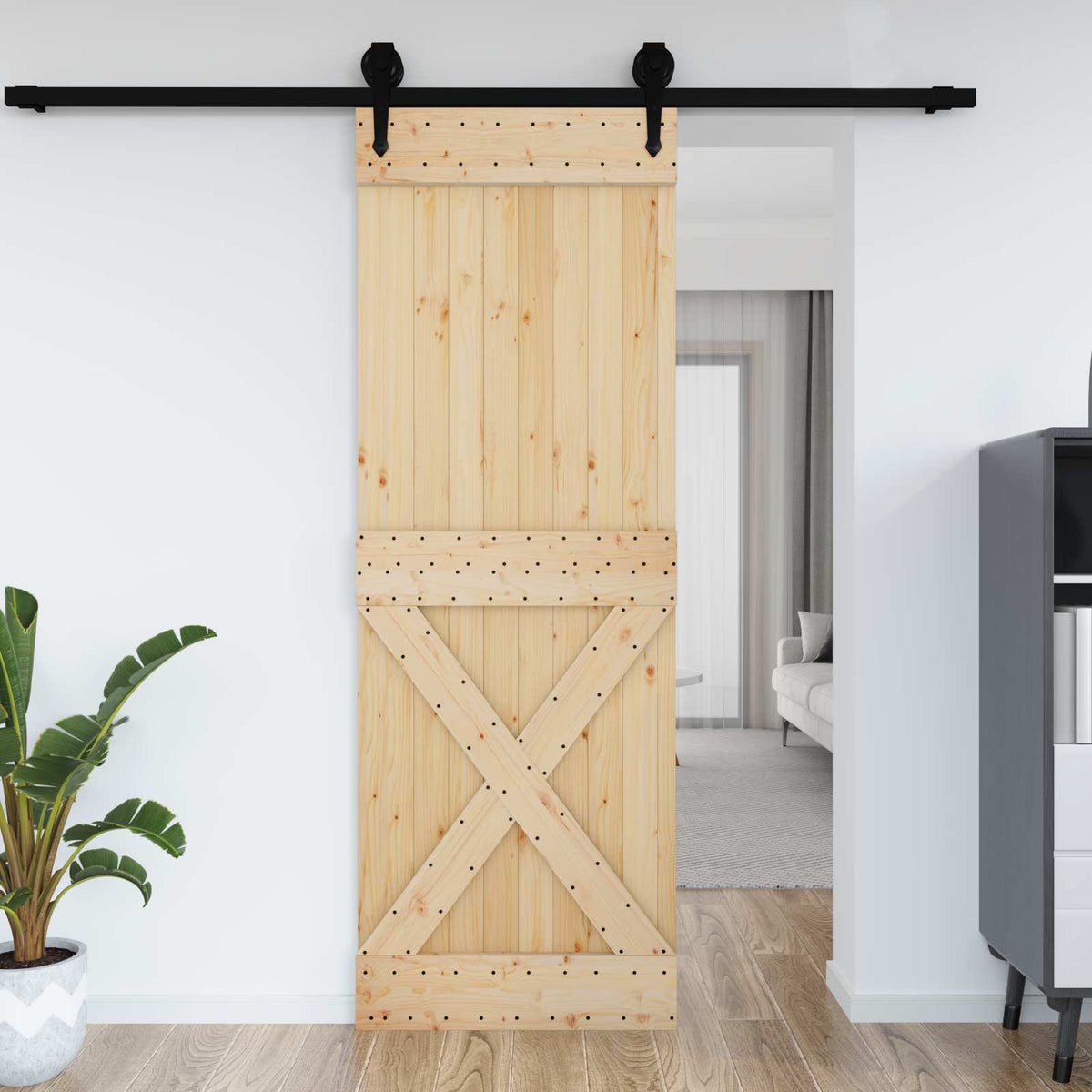 Vrata NARVIK 80 x 210 cm Čvrsta borovina (neobrađena) Prirodna