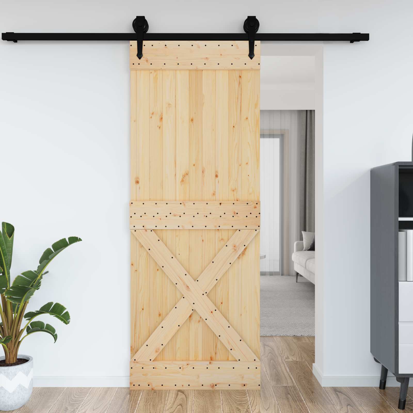Vrata NARVIK Prirodna 85 x 210 cm Čvrsta borovina