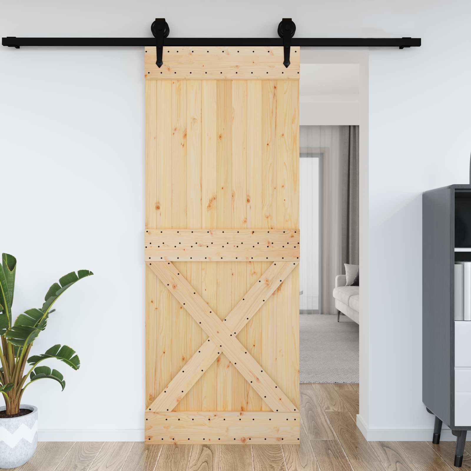 Vrata NARVIK Prirodna 90 x 210 cm Čvrsta borovina